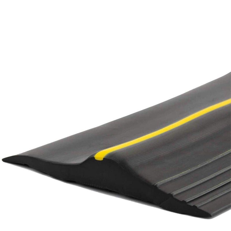 ToLanbbt 16.5Ft/5M Universal Garage Threshold Seal Strip Garage Door Bottom Weatherproof Strip Rubber DIY Weather Stripping Replacement Not Include Sealant/Adhesive (Black-Yellow Line) - Image 1